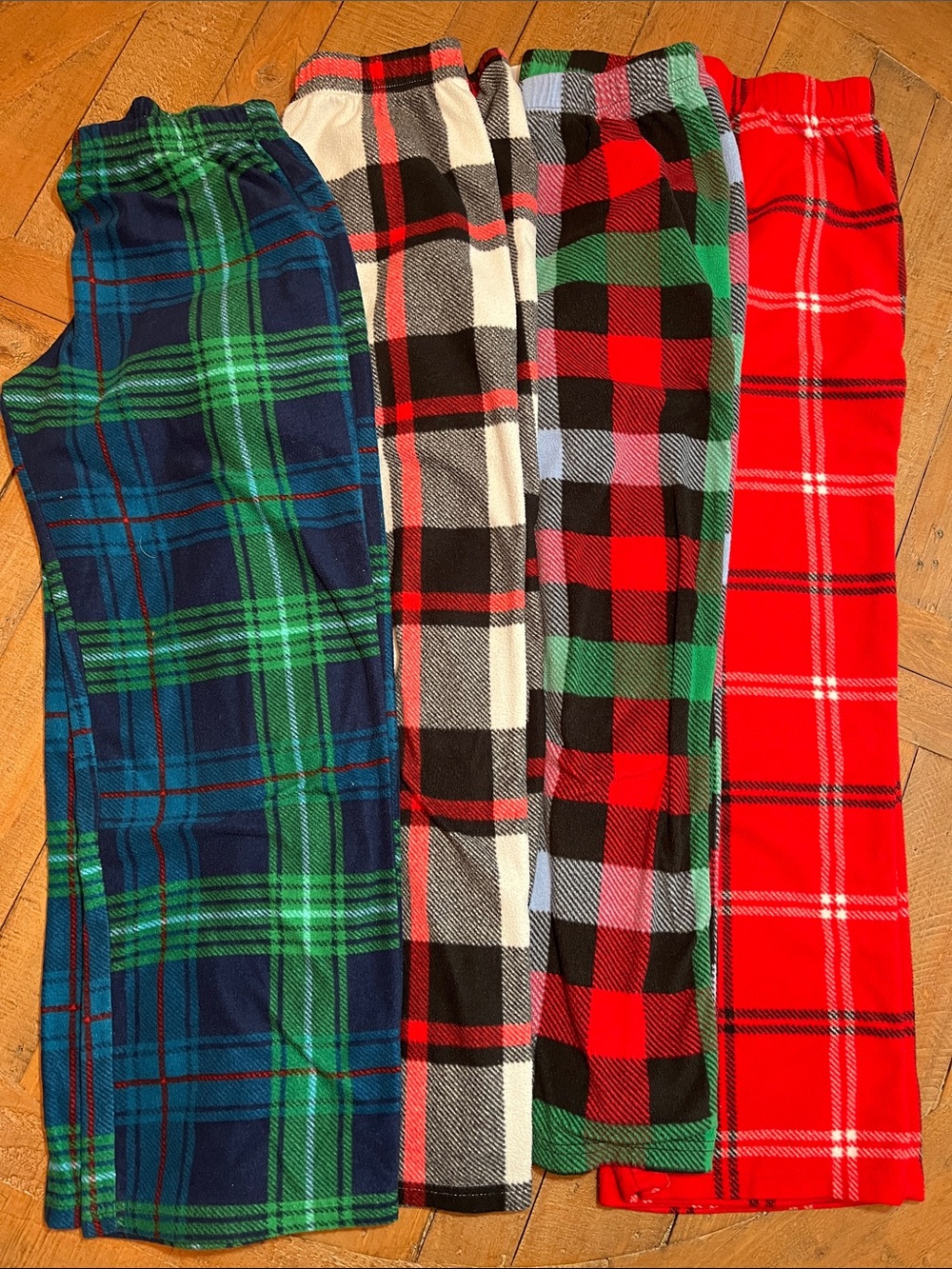 Four Pairs of Plaid Fleece Pajama Pants